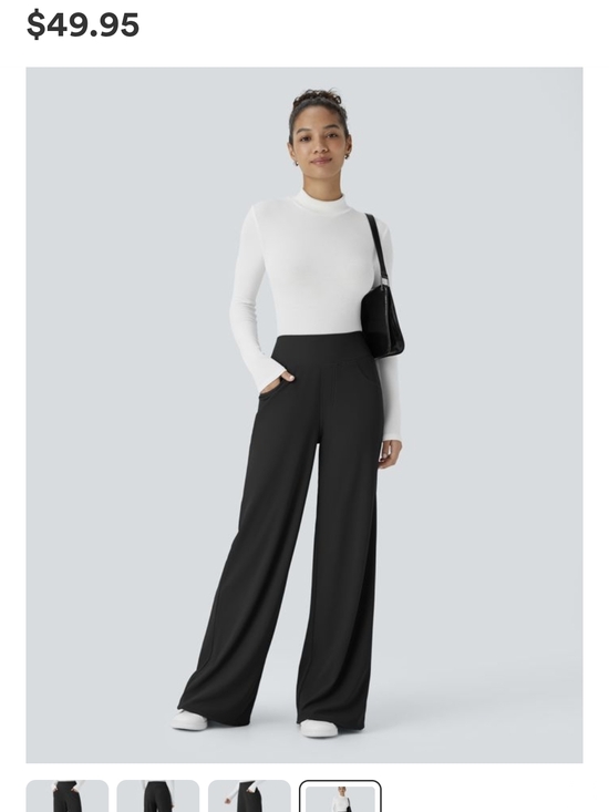 HALARA Pants - High-Waist Wide-Leg Tummy Control Microwaffle Pants — Black - NWOT